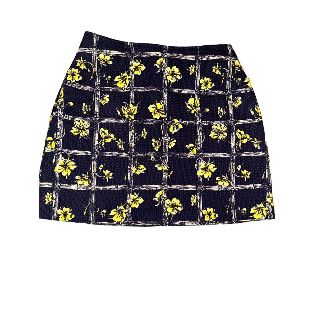Vintage Lily‎ Pulitzer White Label Floral Navy And Yellow Skirt Size 6